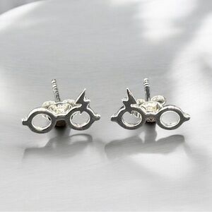 Silver Lightning Bolt Stud Earrings